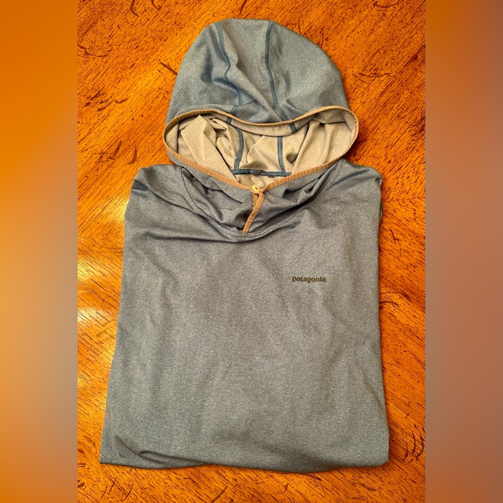 Patagonia Large Lightweight Hoodie Heather Blue Made In Sri Lanka EUC